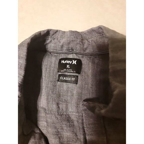 Hurley Button Down Shirt Men's XL Classic Fit Heather Black Gray - Picture 6 of 6